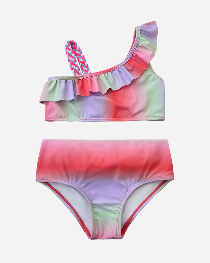 Gradient Asymmetric Bikini Top & Gradient Bikini Bottoms Set