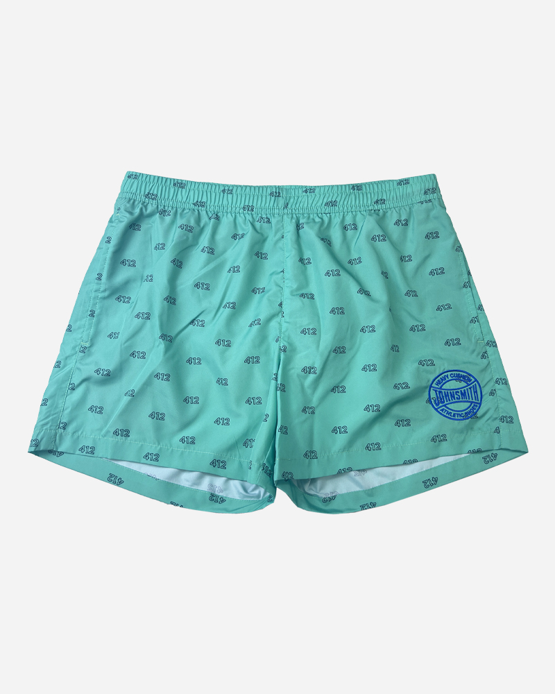 Lettering Two Tone Midi Mesh Lined Quick Dry Boardshorts Set