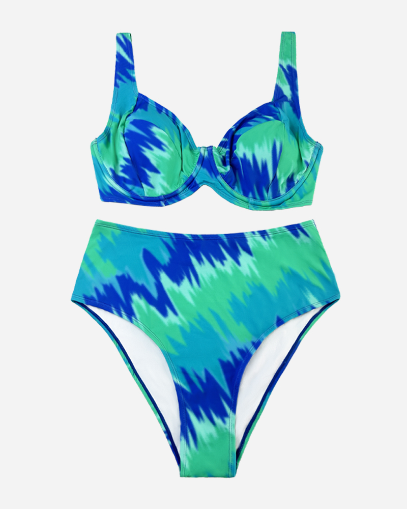 All Over Print O-Ring Bikini Top&High Rise Bikini Bottom Set